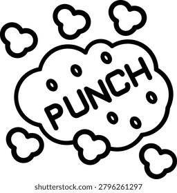 Fist strike sound Sticker Line Icon Vector Design
