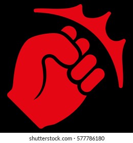 Fist Strike vector icon. Flat red symbol. Pictogram is isolated on a black background. Designed for web and software interfaces.