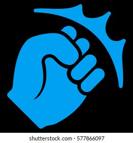 Fist Strike vector icon. Flat blue symbol. Pictogram is isolated on a black background. Designed for web and software interfaces.