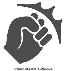 Fist Strike vector icon. Flat gray symbol. Pictogram is isolated on a white background. Designed for web and software interfaces.