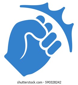 Fist Strike vector icon. Flat cobalt symbol. Pictogram is isolated on a white background. Designed for web and software interfaces.