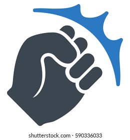 Fist Strike vector icon. Flat bicolor smooth blue symbol. Pictogram is isolated on a white background. Designed for web and software interfaces.