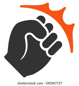 Fist Strike vector icon. Flat bicolor orange and gray symbol. Pictogram is isolated on a white background. Designed for web and software interfaces.