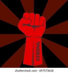 Fist strong. vector illustration. Red fist expression