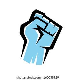 fist stylized vector icon, revolution concept