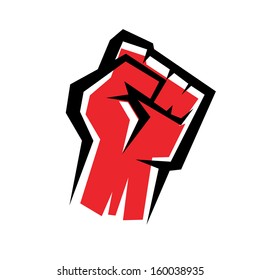 fist stylized vector icon, revolution concept