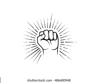 Fist with sunburst vector illustration