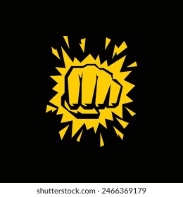 primer símbolo en estilo grunge, concepto de artes marciales, logotipo punch o Plantilla de emblema