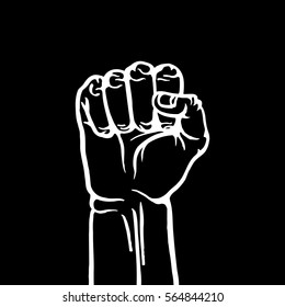 Fist Symbol Hand Sign Art. Hand Drawn In A Sketch Style Shows Fist Symbol With Your Fingers. Vector Illustration