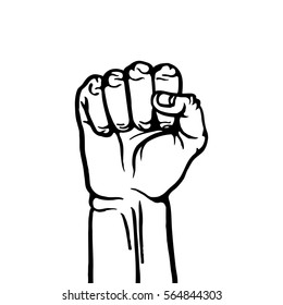 Fist Symbol Hand Sign Art. Hand Drawn In A Sketch Style Shows Fist Symbol With Your Fingers. Vector Illustration