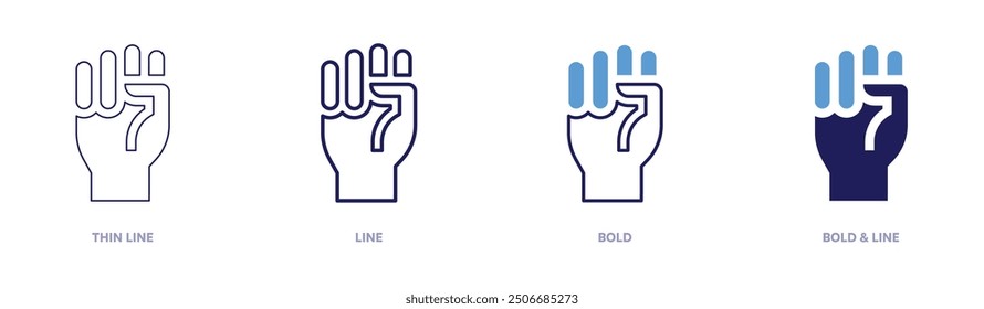 Fist symbol icon in 4 different styles. Thin Line, Line, Bold, and Bold Line. Duotone style. Editable stroke.