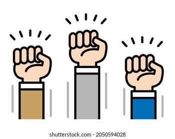 A fist that pushes up. Vector illustration of a businessman.