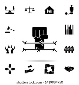 fist and thorns icon. Universal set of human rights for website design and development, app development