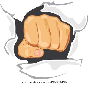 Fist through the wall. Determination. Symbol. Vector