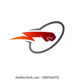 Fist Thunder In Oval Shape, Logo Template Ready For Use