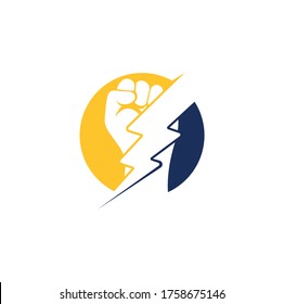 Diseño del logotipo del motor del trueno inicial. Diseño del logo de mano con truenos.