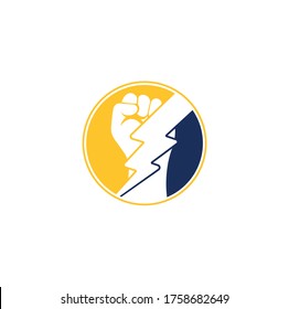 Diseño del logotipo del motor del trueno inicial. Diseño del logo de mano con truenos.