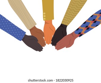 fist touching each other of different types of skins design, diversity people multiethnic race and community theme Vector illustration