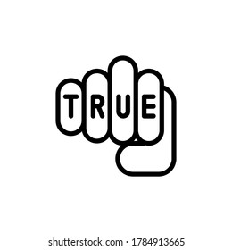 Fist , true,  text tattoo icon. Simple line, outline vector elements of tattooing icons for ui and ux, website or mobile application