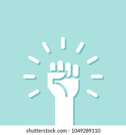 Fist up. Power concept. Vector illustration, flat design