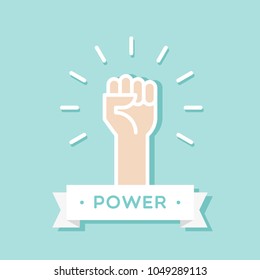 Fist up. Power concept. Vector illustration, flat design