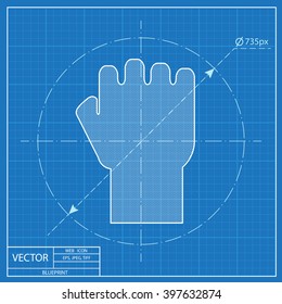 fist vector blueprint icon 