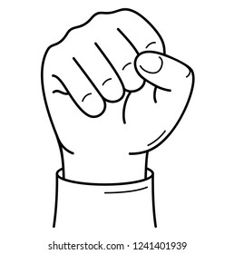 Fist. Vector flat outline icon illustration isolated on white background.