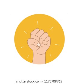  Hand, fist vector icon. Concept of protests, strength, success, achievement, winner. Challenge, courage, motivation, freedom. Reach the target.