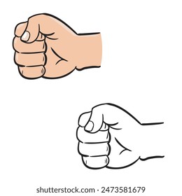 fist vector illustrations. simple design outline style. drawing with line art style. easy to edit