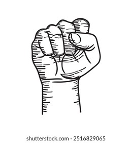 Fist Vector Image, Hand Fist Vector, Fist Hand Sketch Vector, Raised up Fist Hand Vector.