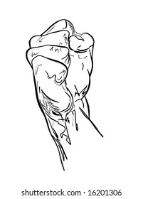 Fist vector is original artwork in pen and ink style.