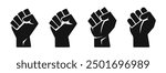 Fist vector silhouette icon. Fists raised icons.