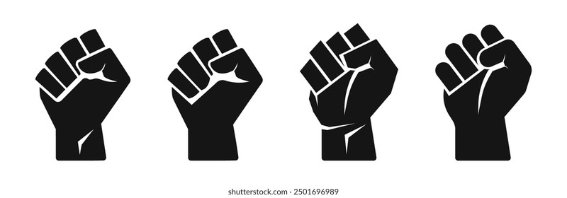 Fist vector silhouette icon. Fists raised icons.