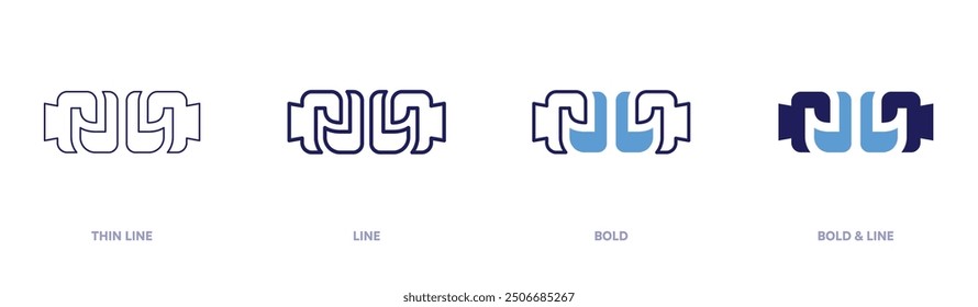 Fist weapon icon in 4 different styles. Thin Line, Line, Bold, and Bold Line. Duotone style. Editable stroke.