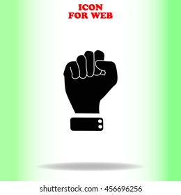Fist web icon. Black illustration on white background