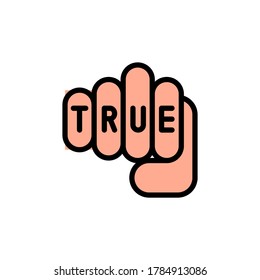 Fist with, true, text  tattoo icon. Simple color with outline vector elements of tattooing icons for ui and ux, website or mobile application