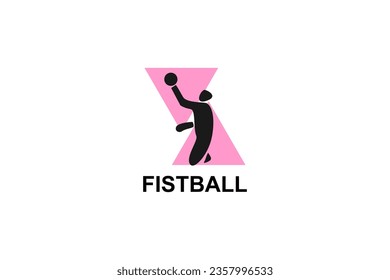 fistball sport vector line icon. an athlete playing gaelic football.