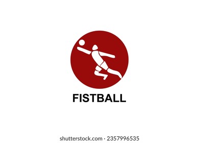 fistball sport vector line icon. an athlete playing gaelic football.