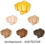 Fisted hand sign emoji set of various skin tones