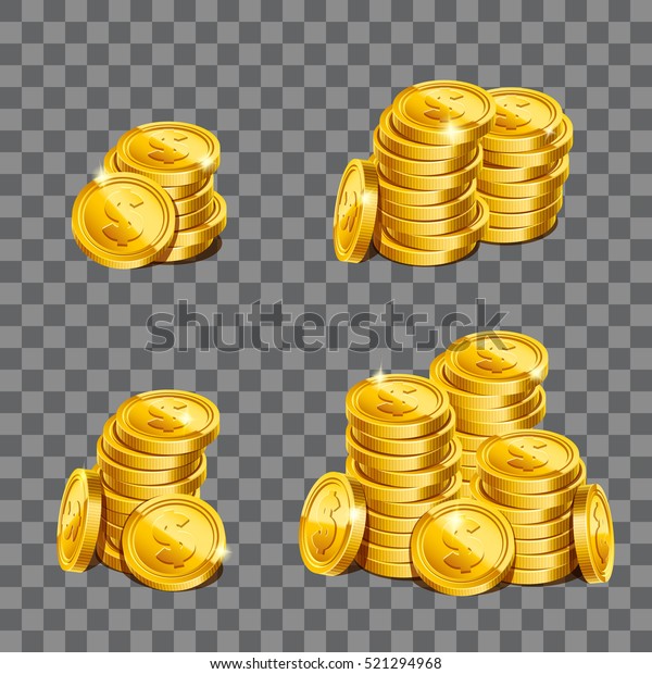 Fistful Gold Coins On Transparent Background のベクター画像素材 ロイヤリティフリー