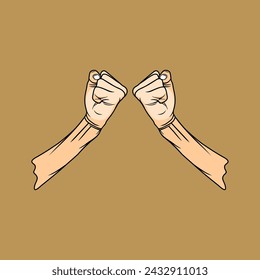 fists clenched against each other vector illustration