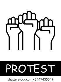 Puños, grupo de personas icono. Guerra contra el poder, manáculo, opresión, lucha contra el régimen, levantamiento, protesta. Lucha contra la opresión y el concepto de lucha por la libertad.