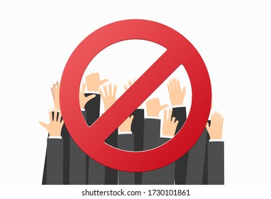Fists hands up with prohibition sign vector illustration