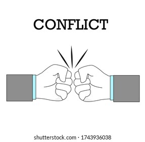 fists hit each other. conflict situation. conflict resolution. vector illustration.