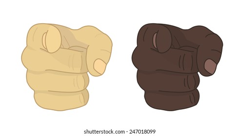 Fists with pointing finger. Vector clip art illustration isolated on white