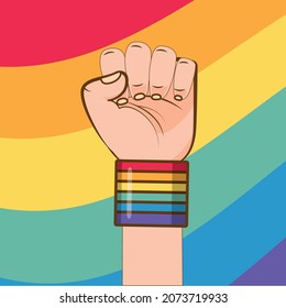 fists and rainbow colors symbolize the pride of the lgbt