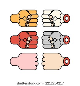 Fists set. fist Vector illustration