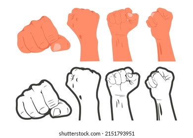 Fists Vector Cartoon Set Isolated On Stock Vector (Royalty Free ...