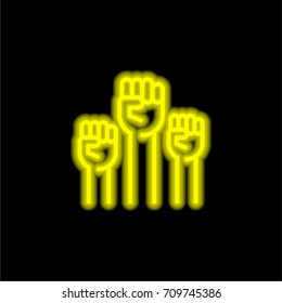 Fists yellow glowing neon ui ux icon. Glowing sign logo vector