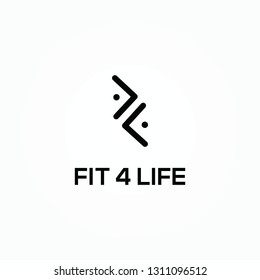 FIT 4 LIFE vector logo about body health in humans, and live a healthy life of the target audience for ages